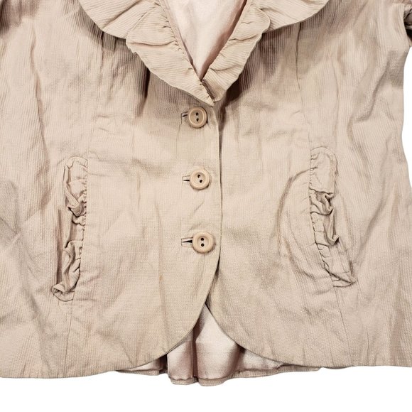 Cabi Blazer Suit Jacket 8 Women 400 Roses Blush Pink Ruffles Cotton - Picture 7 of 12
